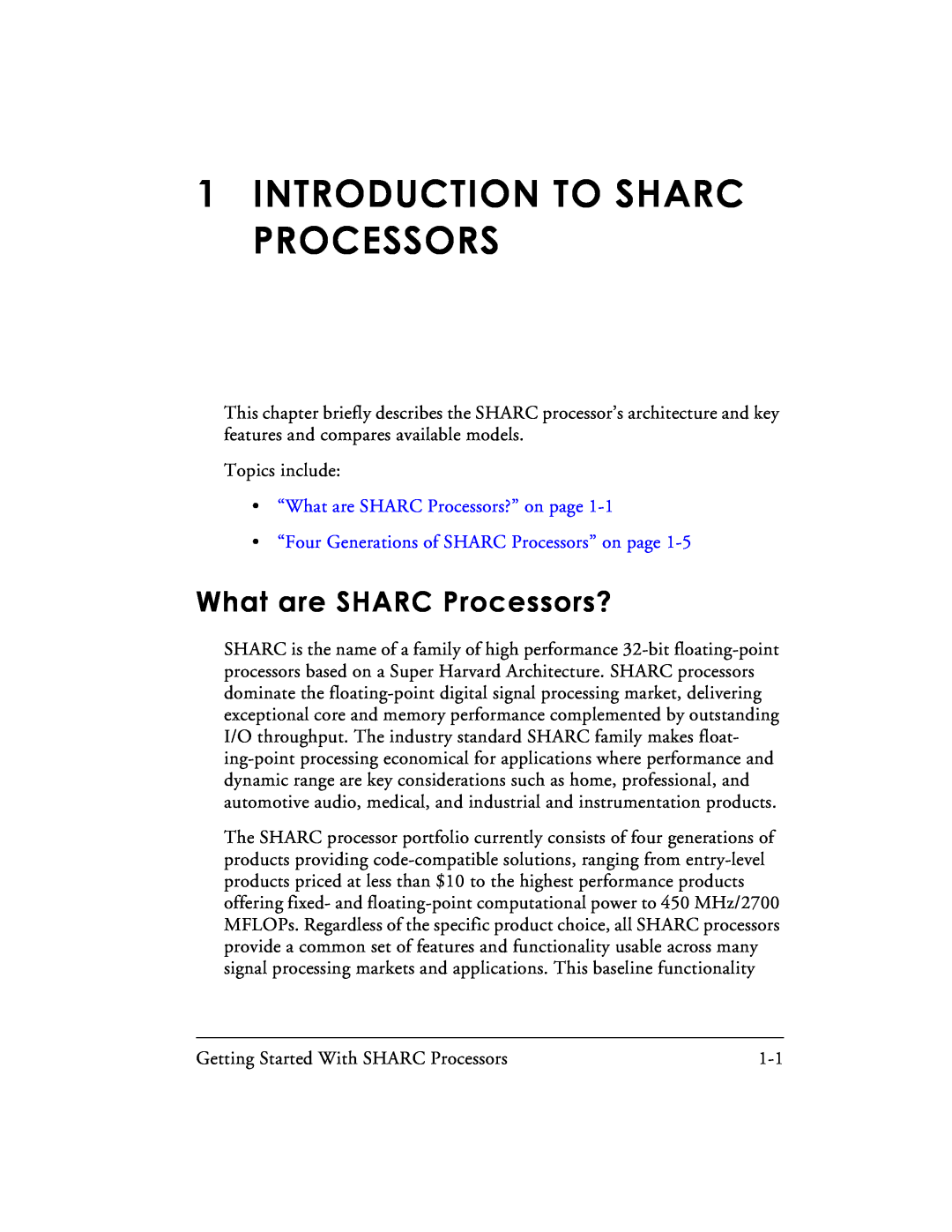 Analog Devices 82-003536-01 manual 1INTRODUCTION TO SHARC PROCESSORS, What are SHARC Processors? 