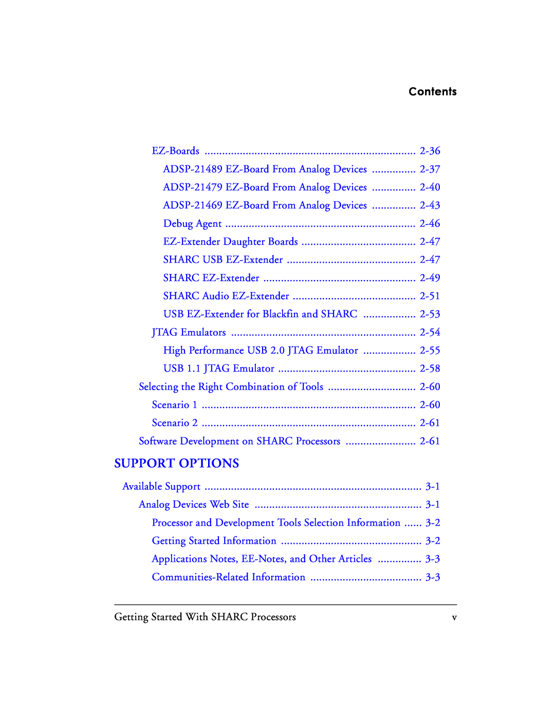 Analog Devices 82-003536-01 manual Support Options, Contents 