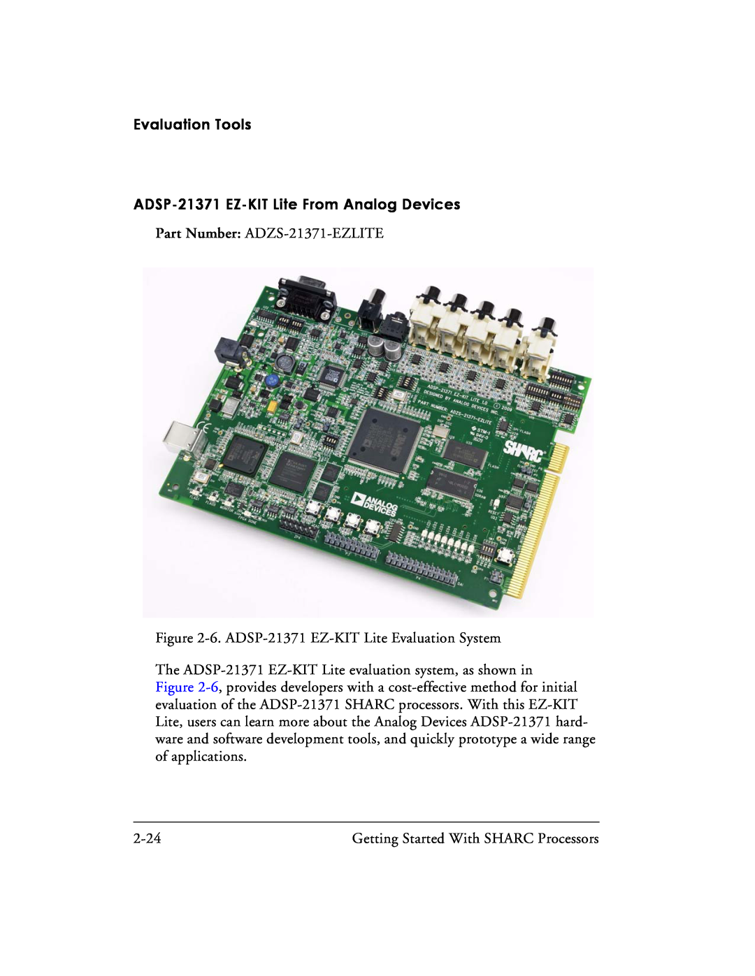 Analog Devices 82-003536-01 manual ADSP-21371 EZ-KITLite From Analog Devices, Evaluation Tools 