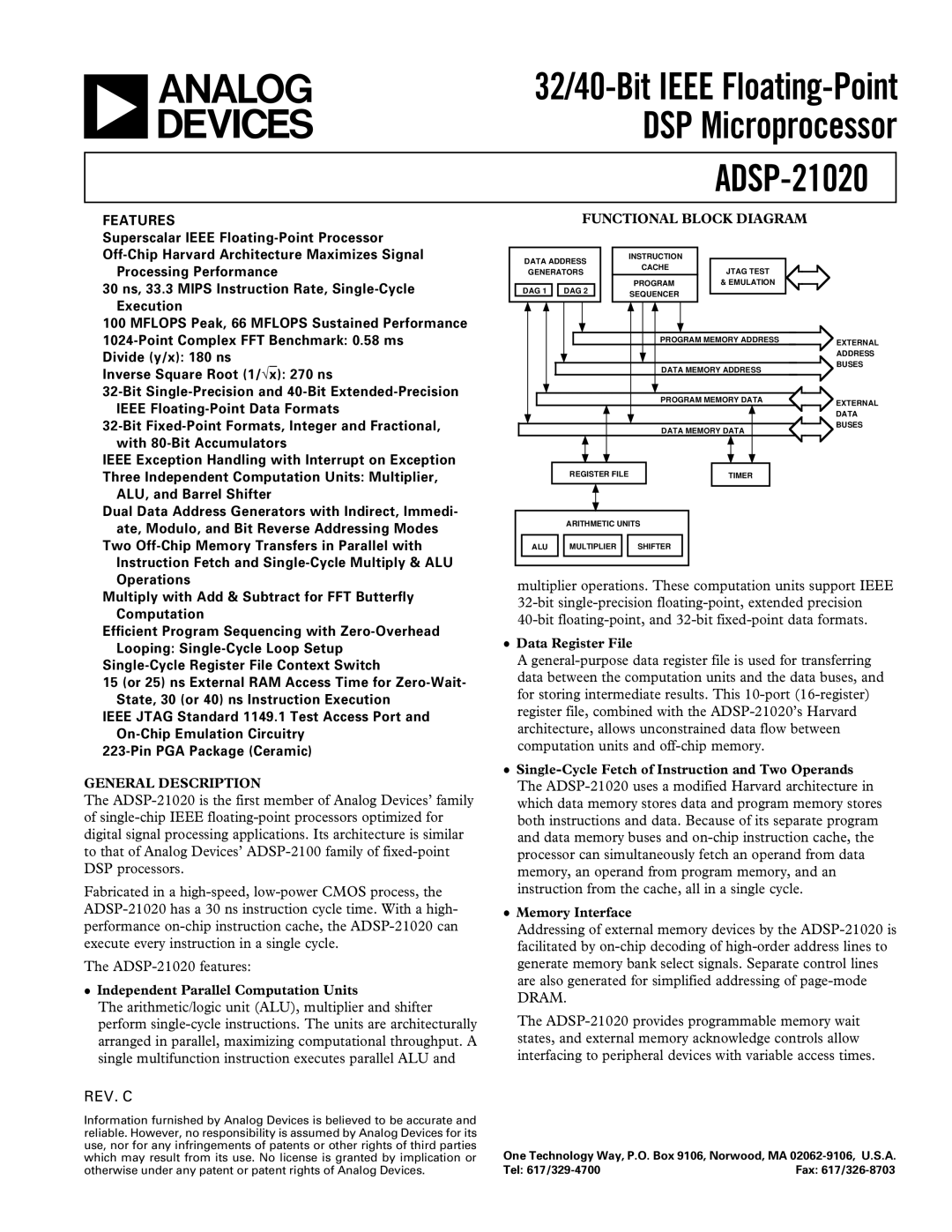 Analog Devices ADSP-21020 manual 