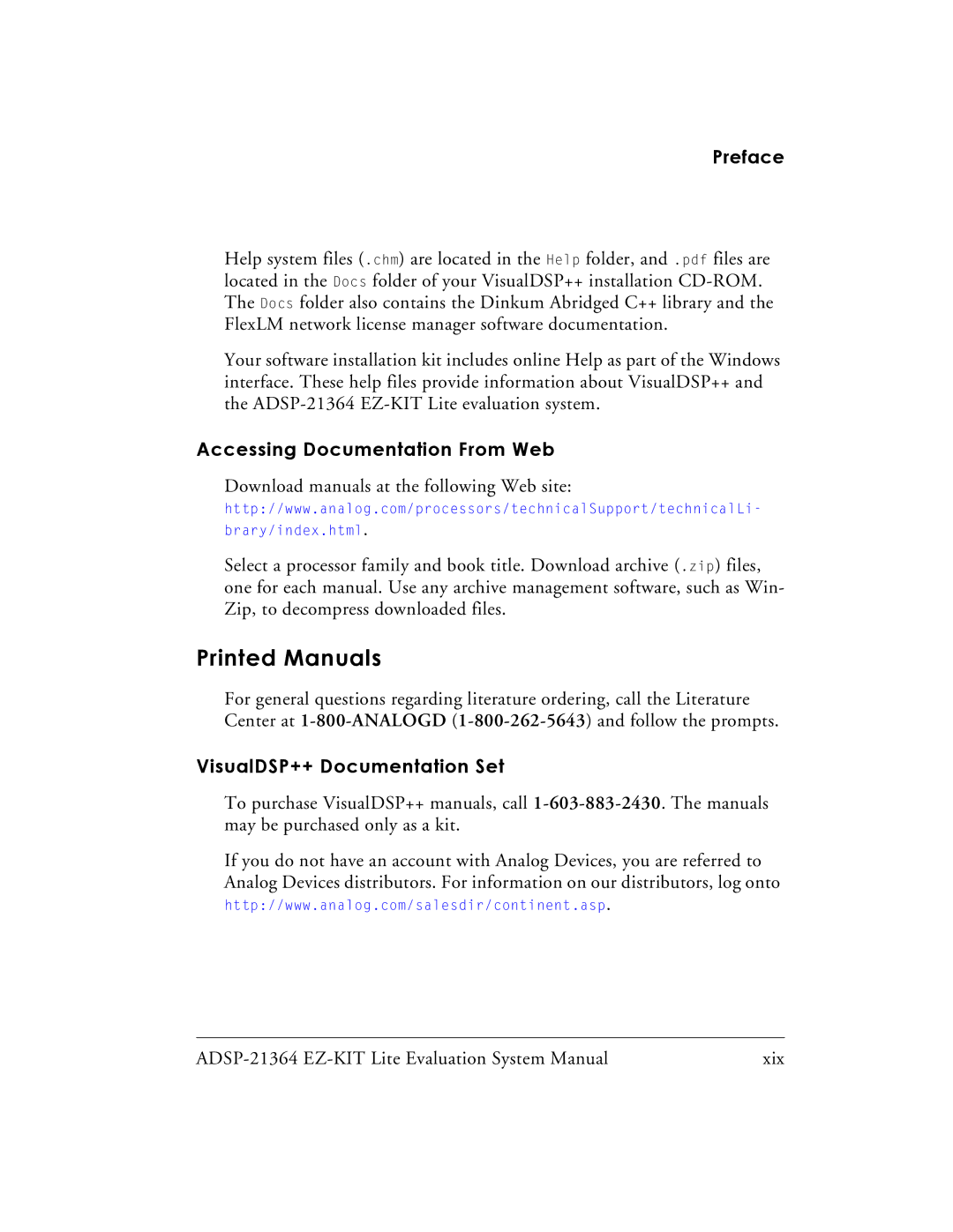 Analog Devices ADSP-21364 system manual Printed Manuals, Accessing Documentation From Web, VisualDSP++ Documentation Set 