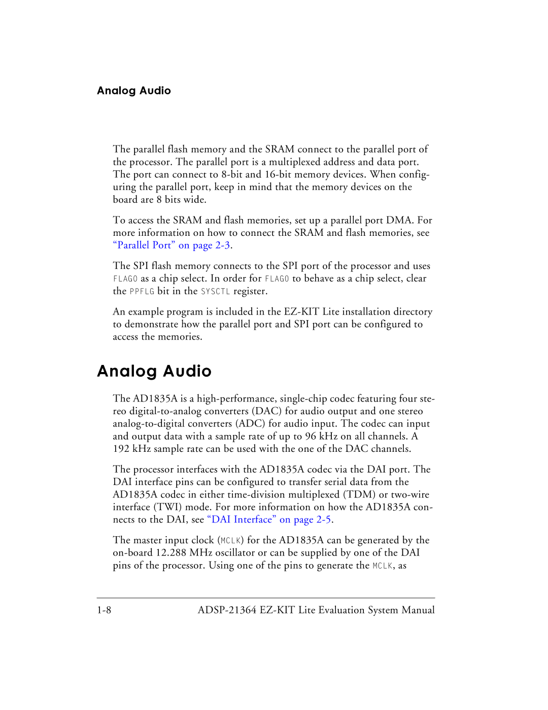 Analog Devices ADSP-21364 system manual Analog Audio 