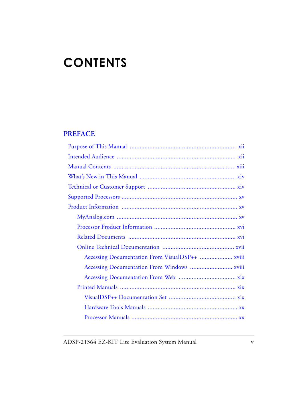 Analog Devices ADSP-21364 system manual Contents 