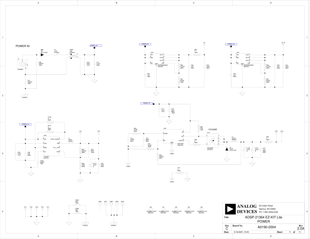 Analog Devices ADSP-21364 system manual Power, FDC658P 