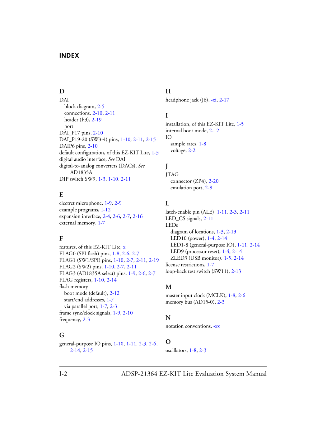 Analog Devices ADSP-21364 system manual Index 