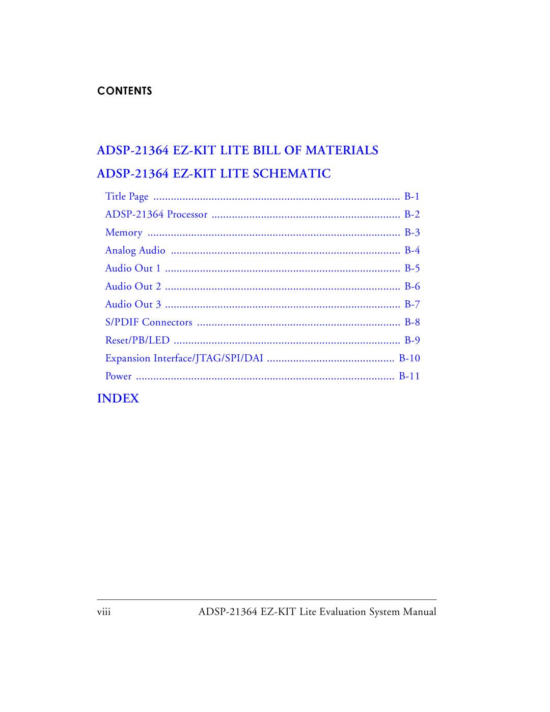 Analog Devices ADSP-21364 system manual Index 