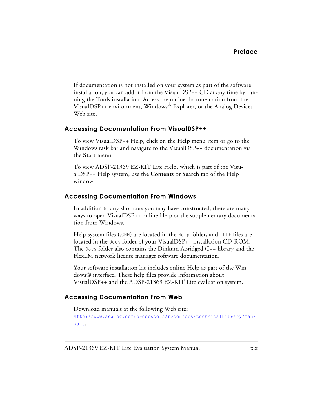 Analog Devices ADSP-21369 system manual Accessing Documentation From VisualDSP++, Accessing Documentation From Windows 