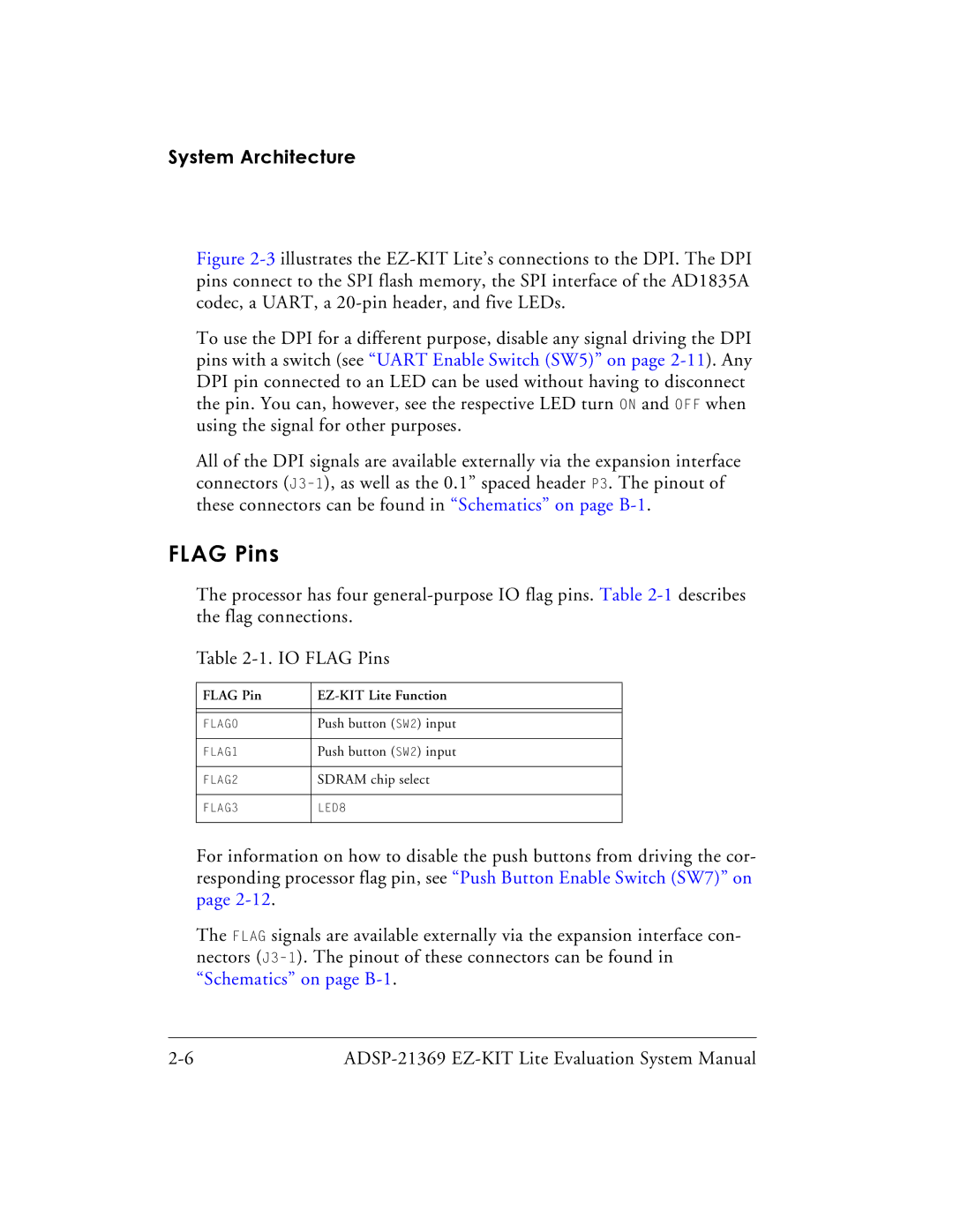 Analog Devices ADSP-21369 system manual Flag Pins 