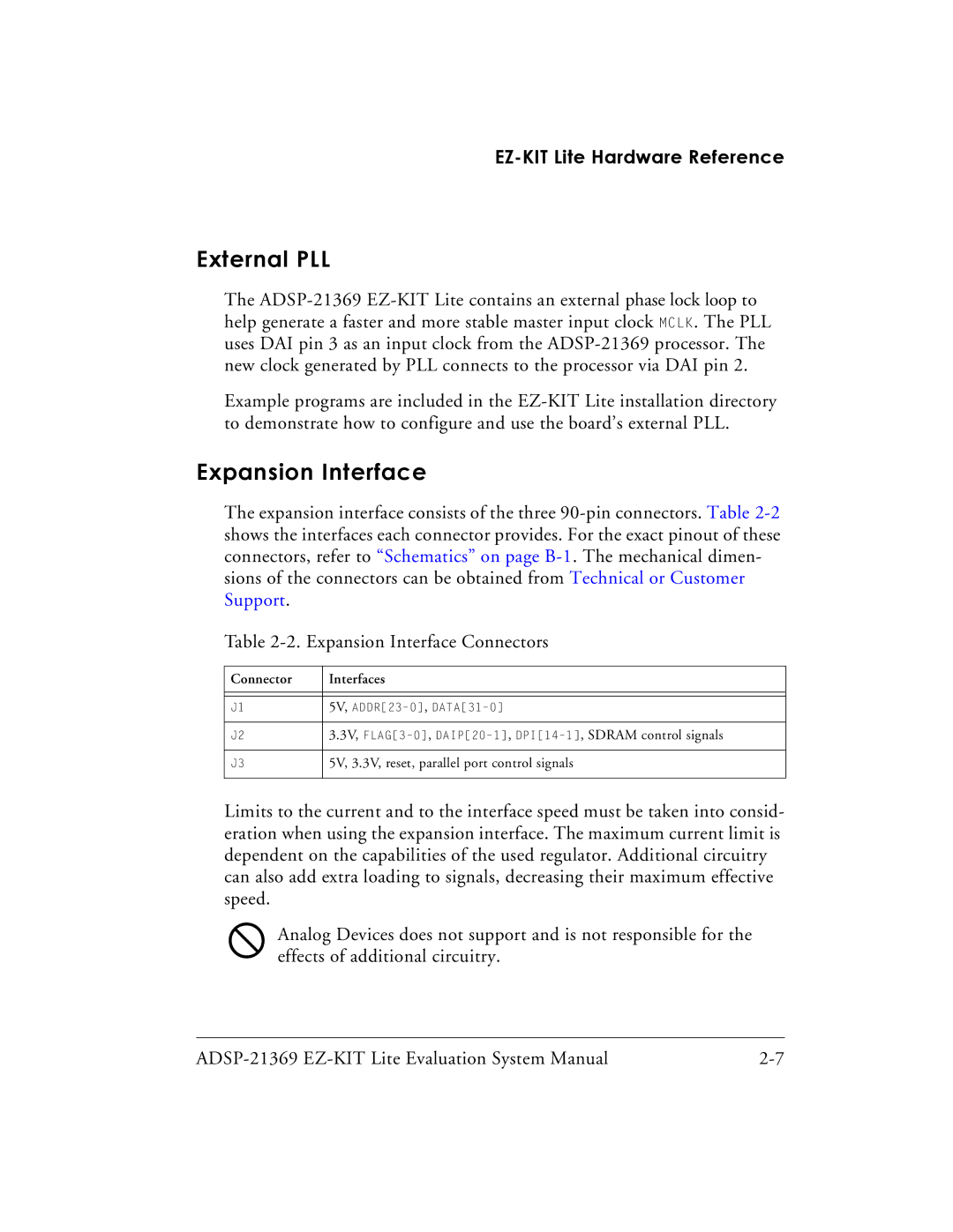 Analog Devices ADSP-21369 system manual External PLL, Expansion Interface 