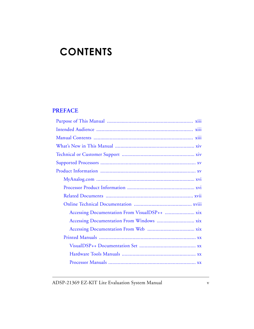 Analog Devices ADSP-21369 system manual Contents 