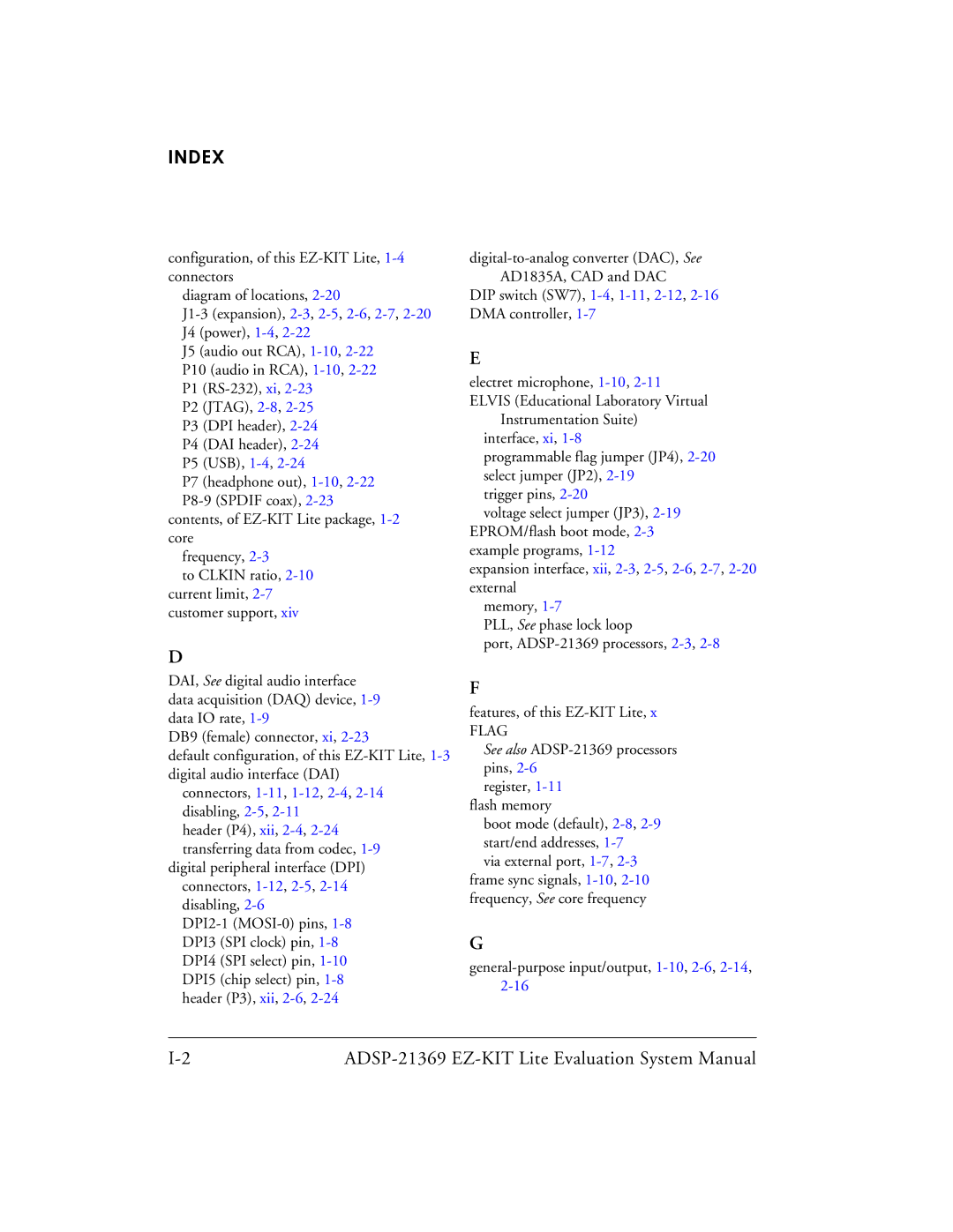 Analog Devices ADSP-21369 system manual Index 