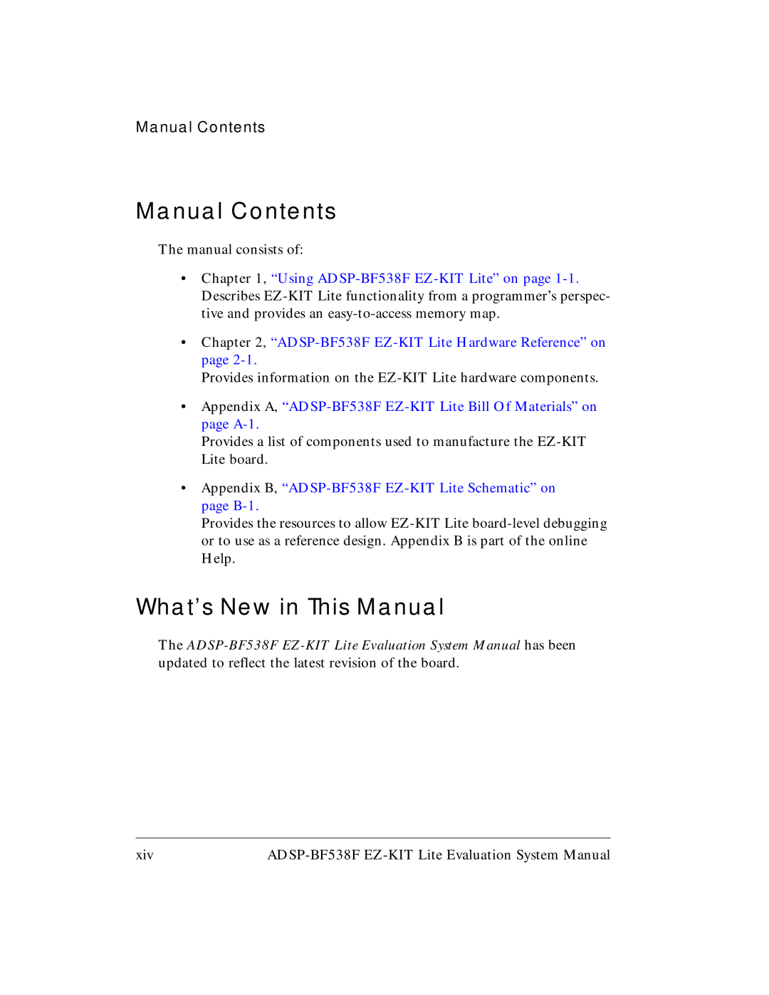 Analog Devices ADSP-BF538F system manual Manual Contents, What’s New in This Manual 