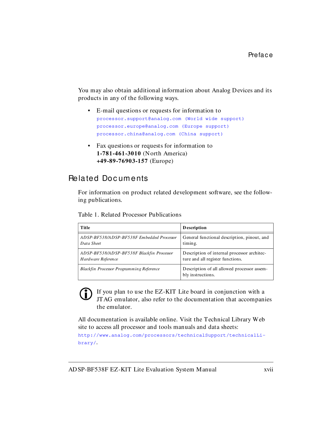 Analog Devices ADSP-BF538F system manual Related Documents, Title Description 