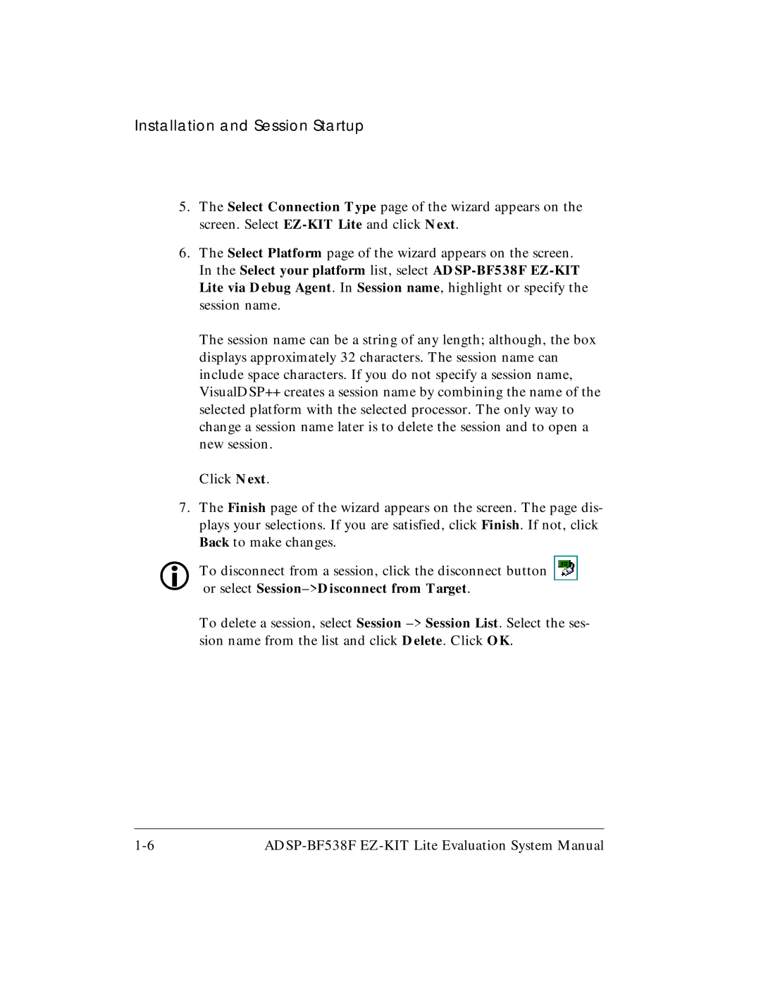 Analog Devices ADSP-BF538F system manual Installation and Session Startup 