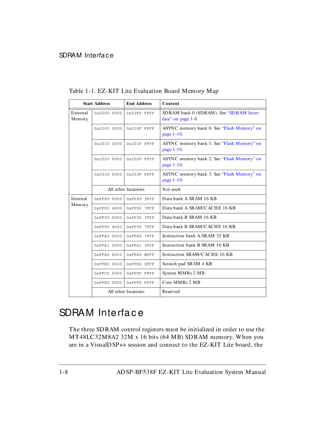 Analog Devices ADSP-BF538F system manual Sdram Interface 