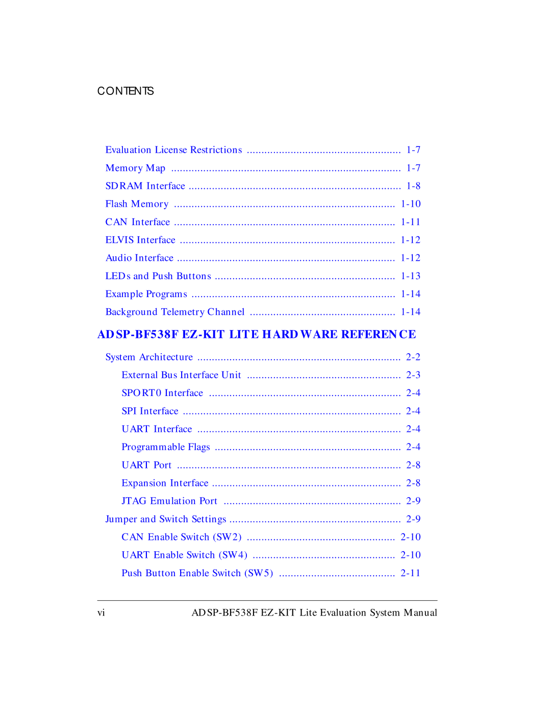 Analog Devices system manual ADSP-BF538F EZ-KIT Lite Hardware Reference 