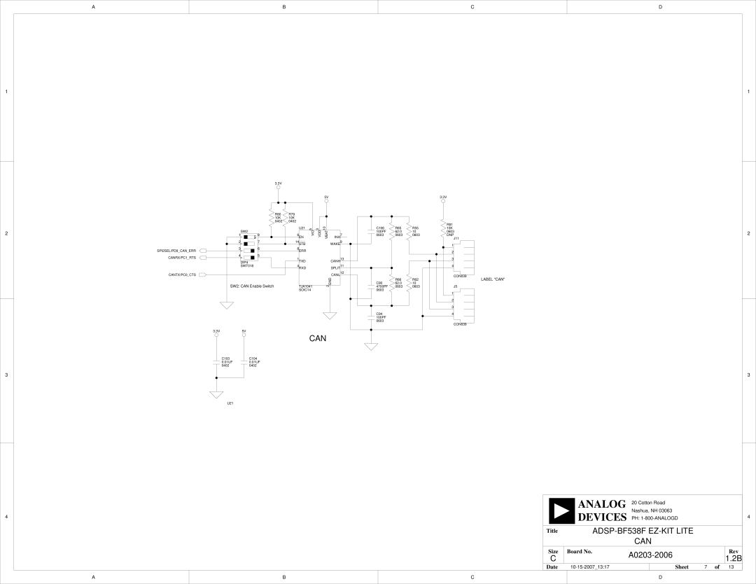 Analog Devices ADSP-BF538F system manual Can, Sheet 7 