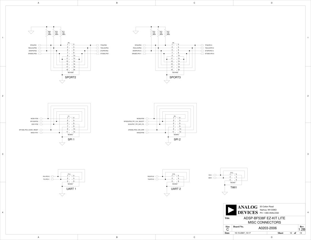 Analog Devices system manual ADSP-BF538F EZ-KIT Lite Misc Connectors 