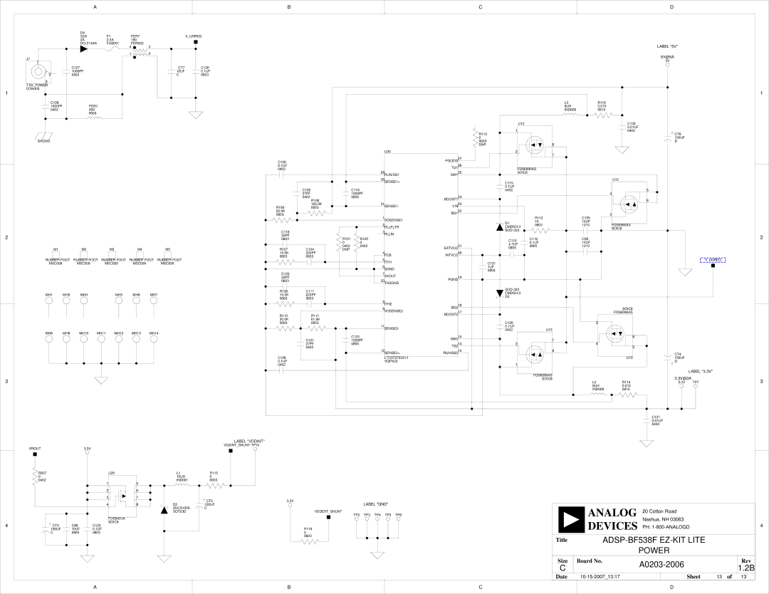 Analog Devices system manual ADSP-BF538F EZ-KIT Lite Power, Label 