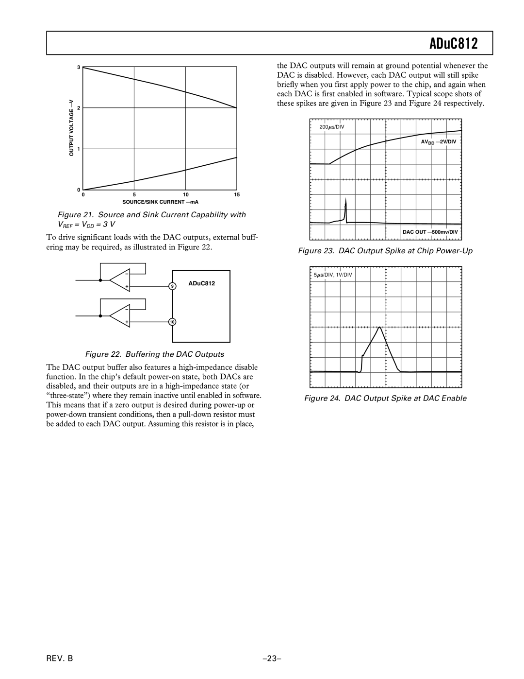 Analog Devices ADuC812 manual Source and Sink Current Capability with Vref = VDD = 3 