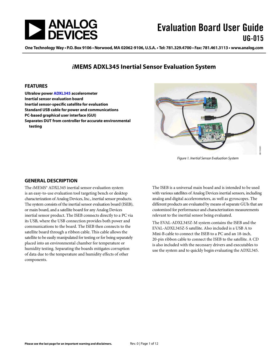 Analog Devices ADXL345 manual Features, General Description 