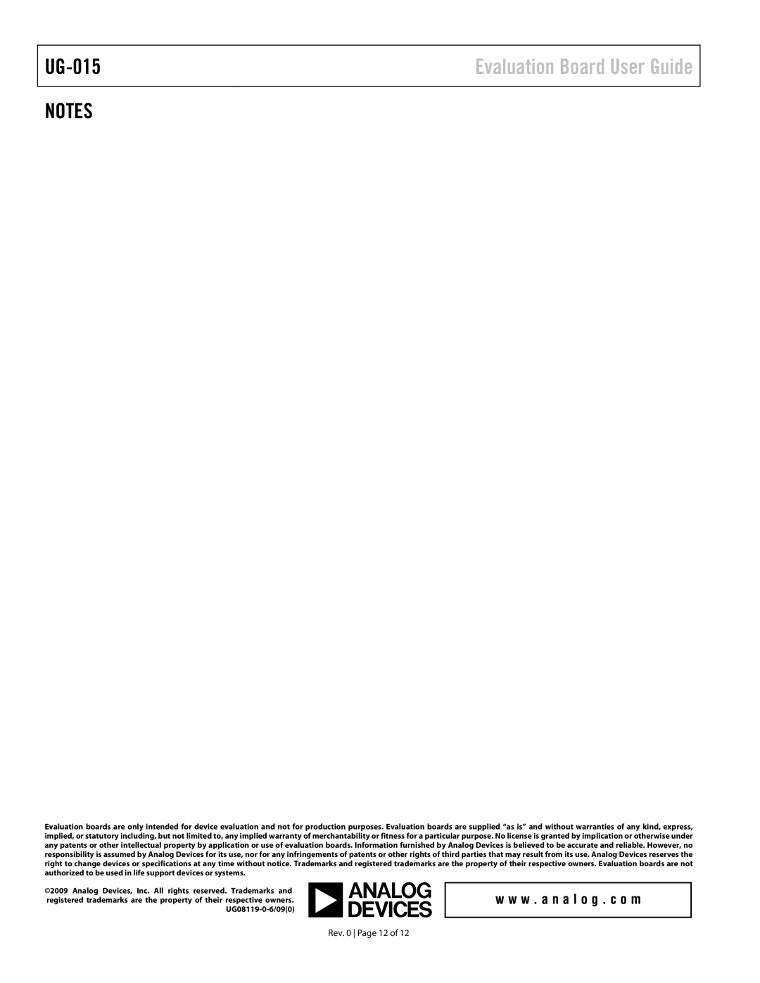 Analog Devices ADXL345 manual Rev Page 12 