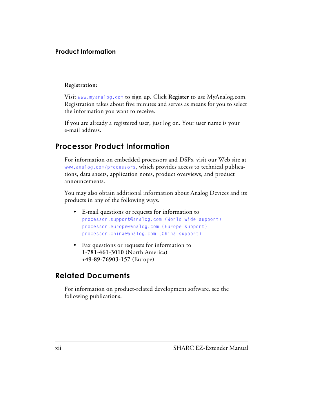 Analog Devices EZ-Extender, 82-000805-01 manual Processor Product Information, Related Documents 