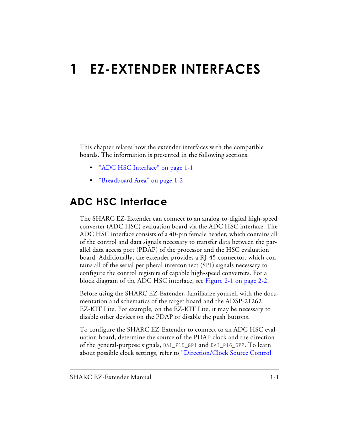 Analog Devices 82-000805-01, EZ-Extender manual EZ-EXTENDER Interfaces, ADC HSC Interface 