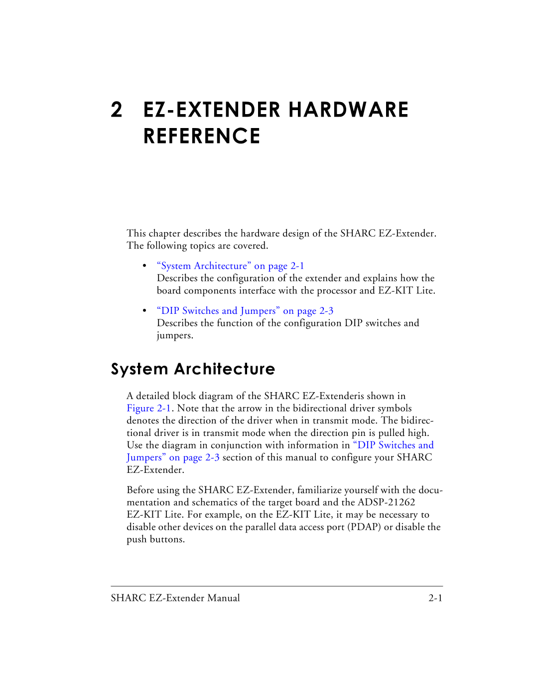 Analog Devices 82-000805-01, EZ-Extender manual EZ-EXTENDER Hardware Reference, System Architecture 