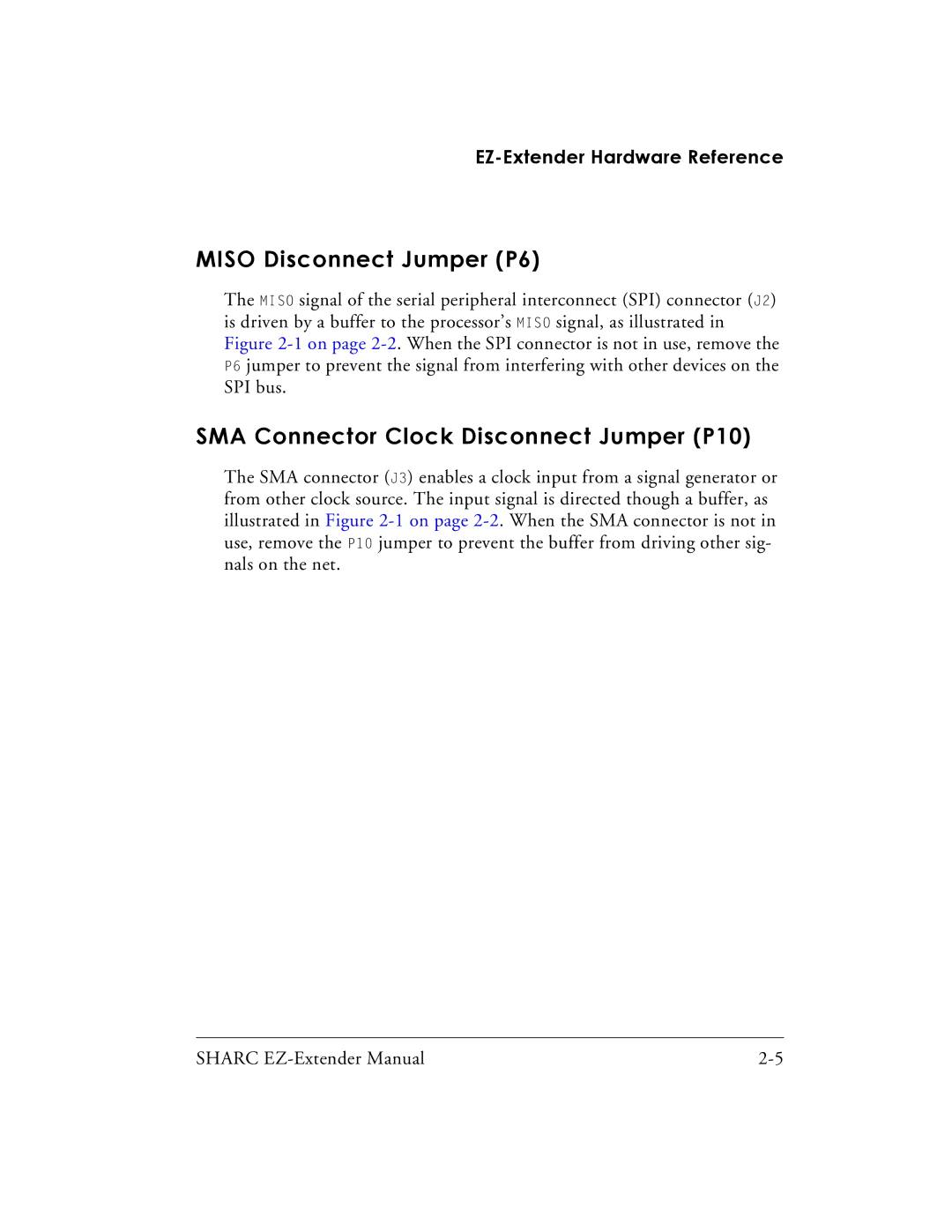 Analog Devices 82-000805-01, EZ-Extender manual Miso Disconnect Jumper P6, SMA Connector Clock Disconnect Jumper P10 