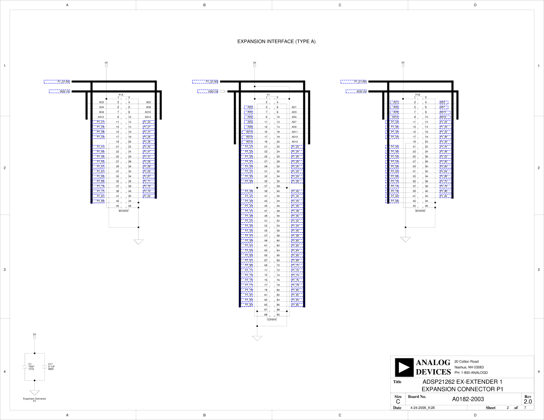 Analog Devices EZ-Extender, 82-000805-01 manual P1A P1B, IDC23X2 