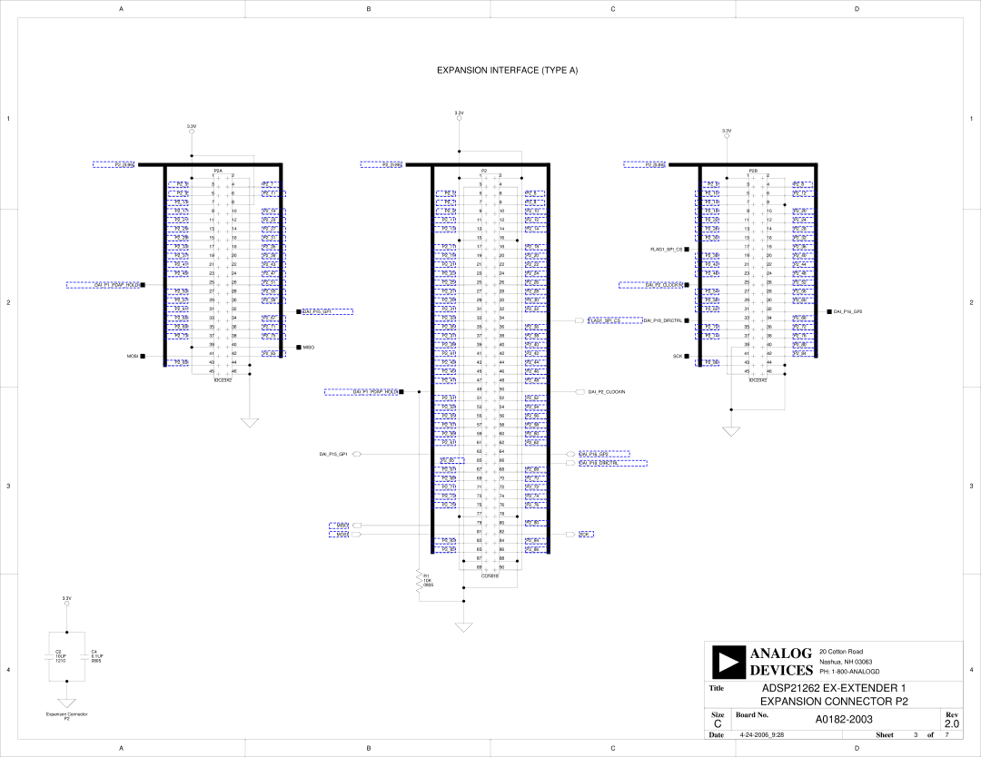 Analog Devices 82-000805-01 manual DAIP1PDAPHOLD Mosi P2A, IDC23X2 DAIP15GP1 Miso DAIP1PDAPHOLD Mosi, P2B, FLAG1SPICS, Sck 