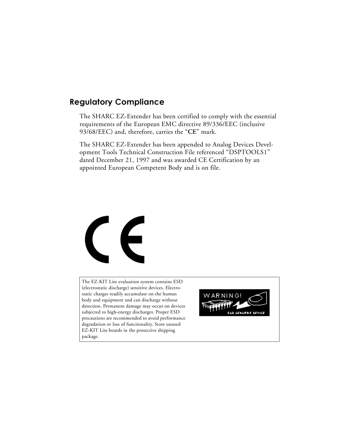 Analog Devices 82-000805-01, EZ-Extender manual Regulatory Compliance 