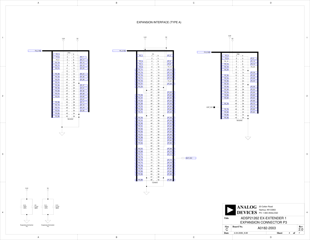 Analog Devices EZ-Extender, 82-000805-01 manual P3A, P3B, EXPCS1 