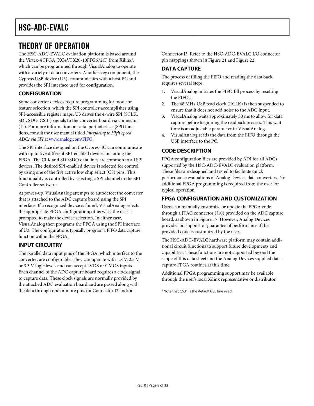 Analog Devices warranty HSC-ADC-EVALC Theory of Operation 