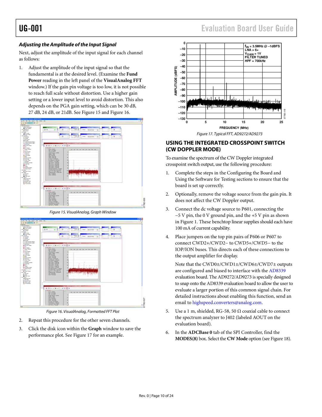 Analog Devices AD9273 Using the Integrated Crosspoint Switch CW Doppler Mode, Adjusting the Amplitude of the Input Signal 