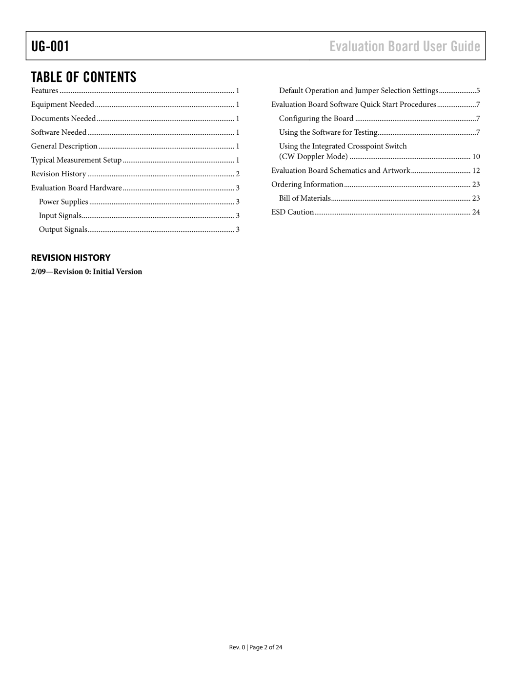 Analog Devices AD9272, UG-001, AD9273 user manual Table of Contents 