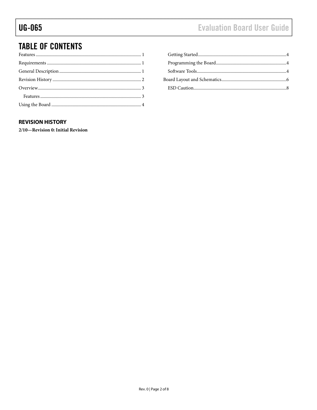 Analog Devices UG-065 manual Table of Contents 