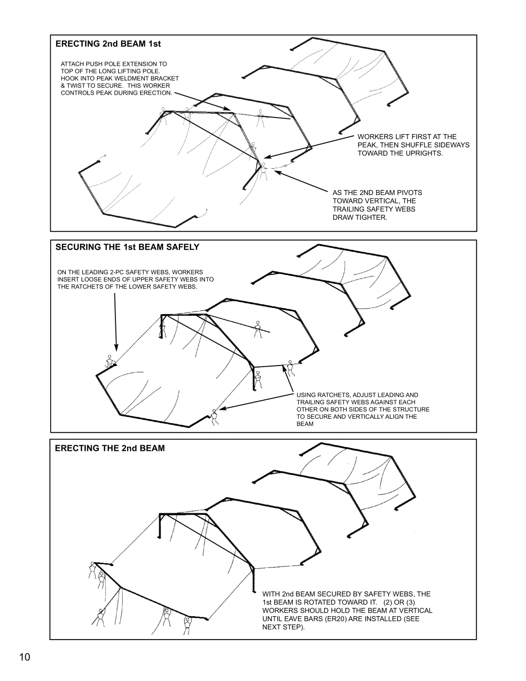 Anchor Hocking Glass NAV40GBL-1104 installation instructions Erecting 2nd Beam 1st 