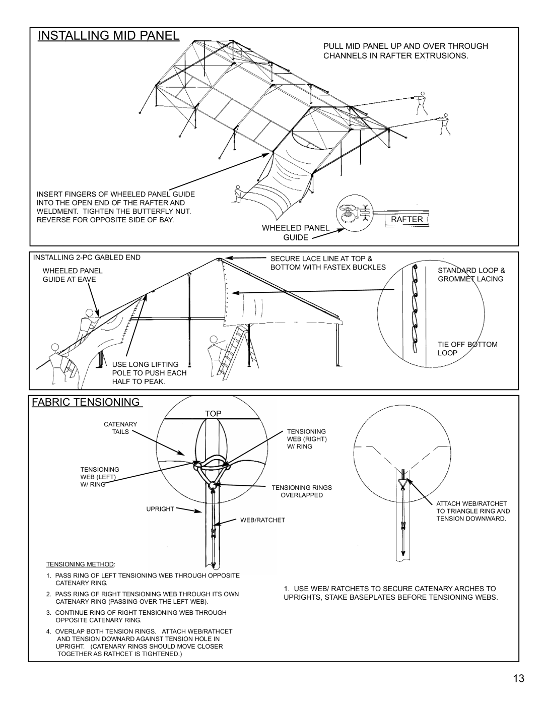 Anchor Hocking Glass NAV40GBL-1104 installation instructions Installing MID Panel, Fabric Tensioning 