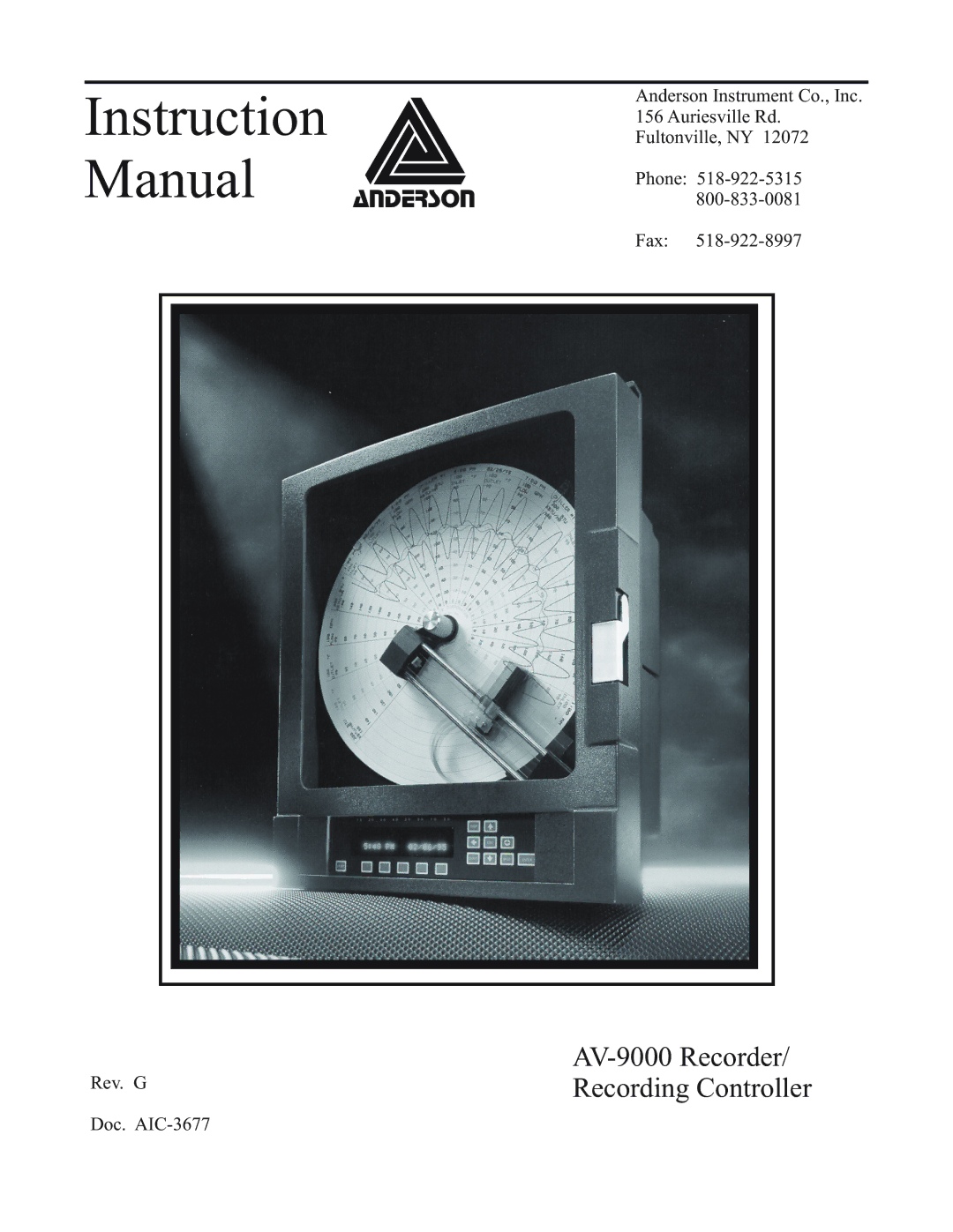 Anderson Manufacturing AV-9000 manual Instruction 