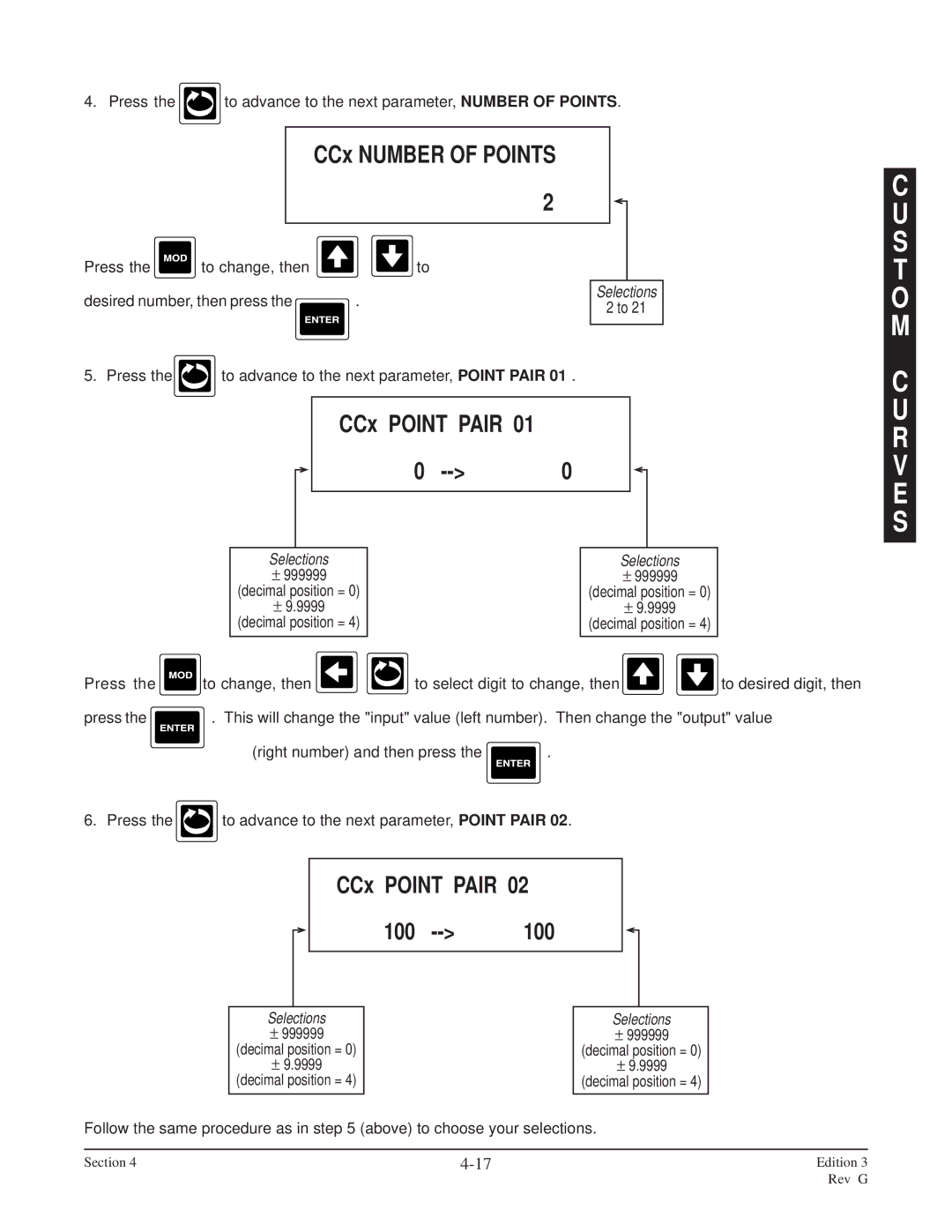 Anderson Manufacturing AV-9000 manual CCx Number of Points, CCx Point Pair, 100 