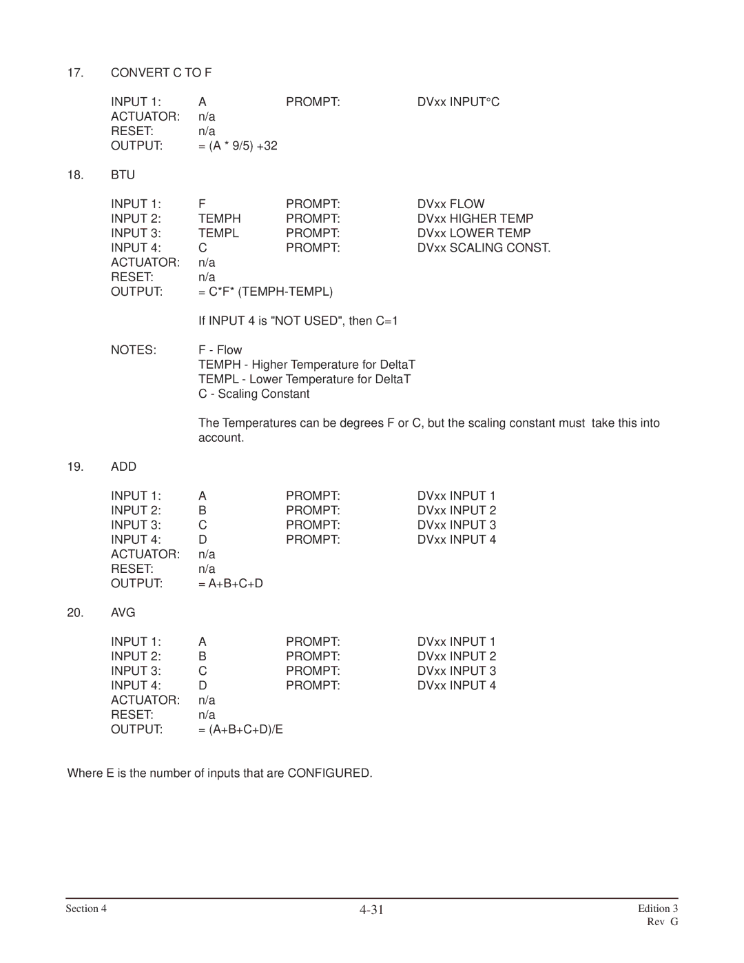 Anderson Manufacturing AV-9000 manual Convert C to F Input Prompt, BTU Input Prompt, Input Temph Prompt, Input Templ Prompt 