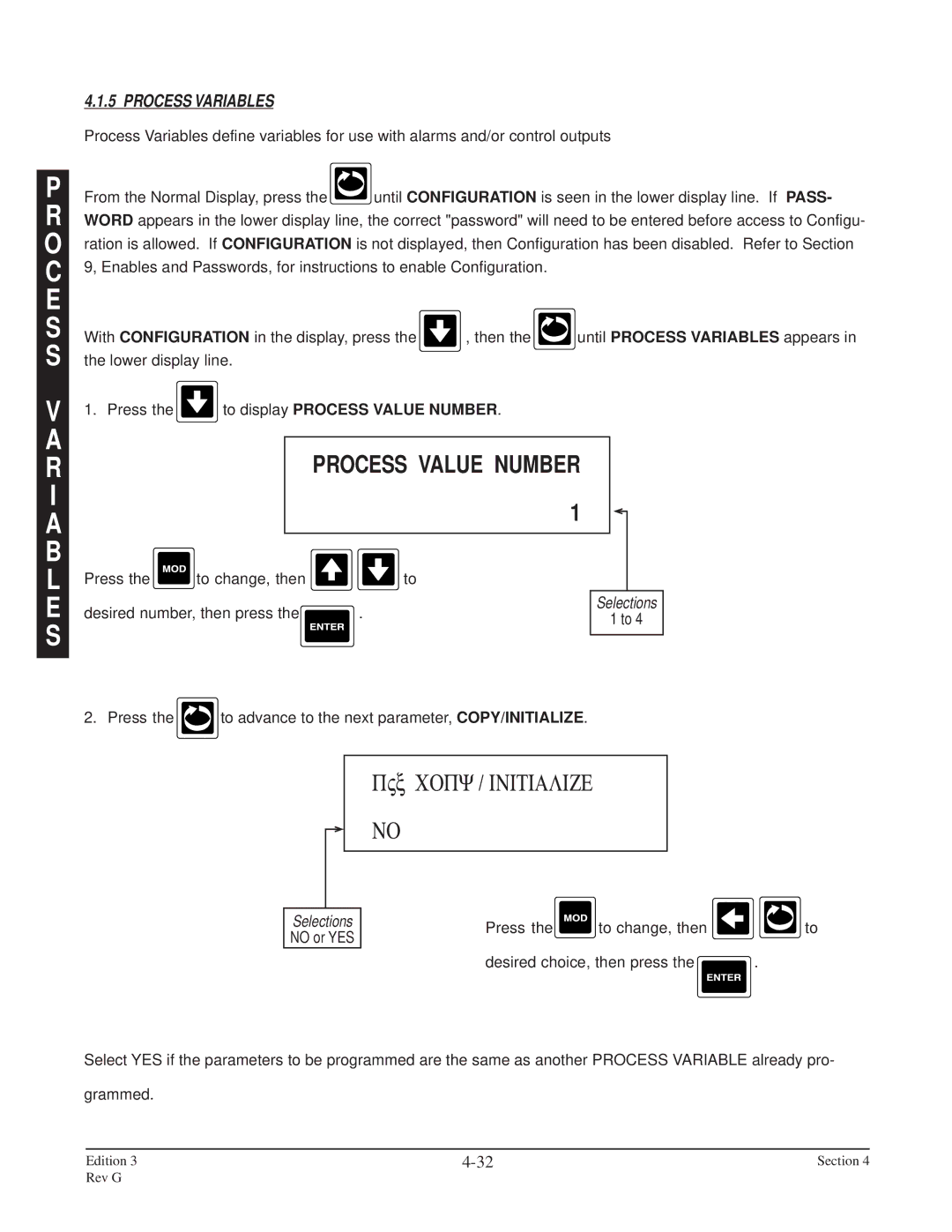 Anderson Manufacturing AV-9000 manual Process Value Number, PVx Copy / Initialize, Process Variables 