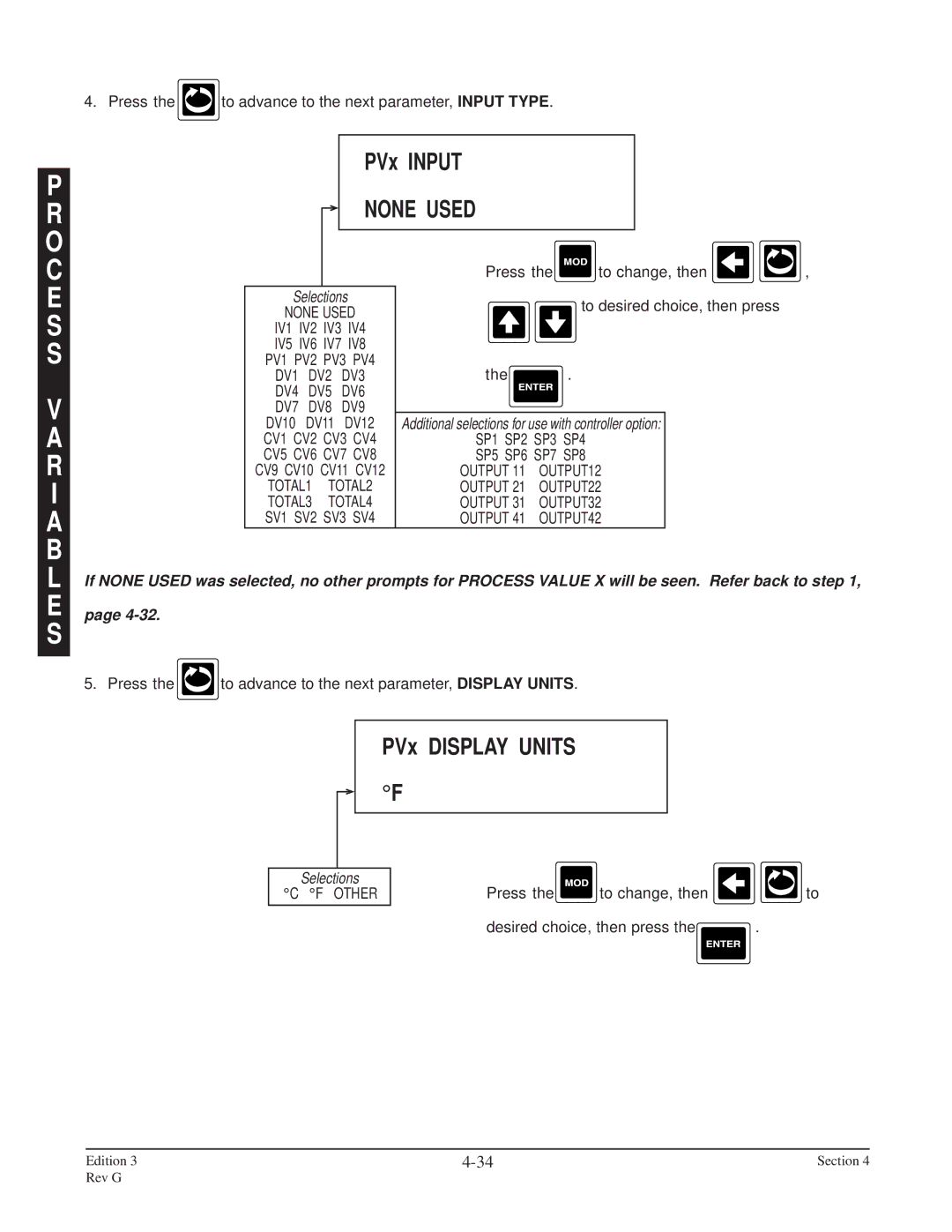 Anderson Manufacturing AV-9000 manual PVx Input, None Used, PVx Display Units 