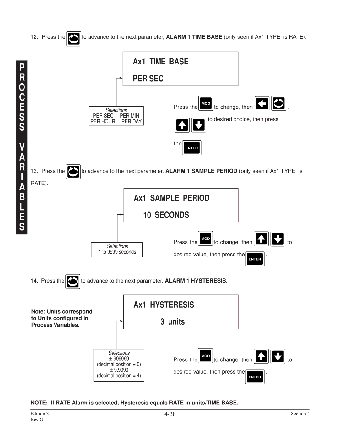 Anderson Manufacturing AV-9000 manual O C, Ax1 Time Base, Per Sec, Ax1 Hysteresis Units 