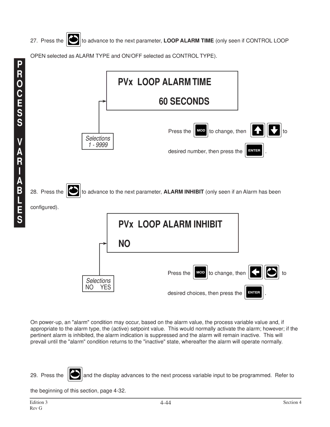 Anderson Manufacturing AV-9000 manual PVx Loop Alarm Time, PVx Loop Alarm Inhibit 