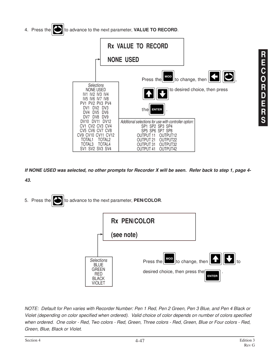 Anderson Manufacturing AV-9000 manual Rx Value to Record 