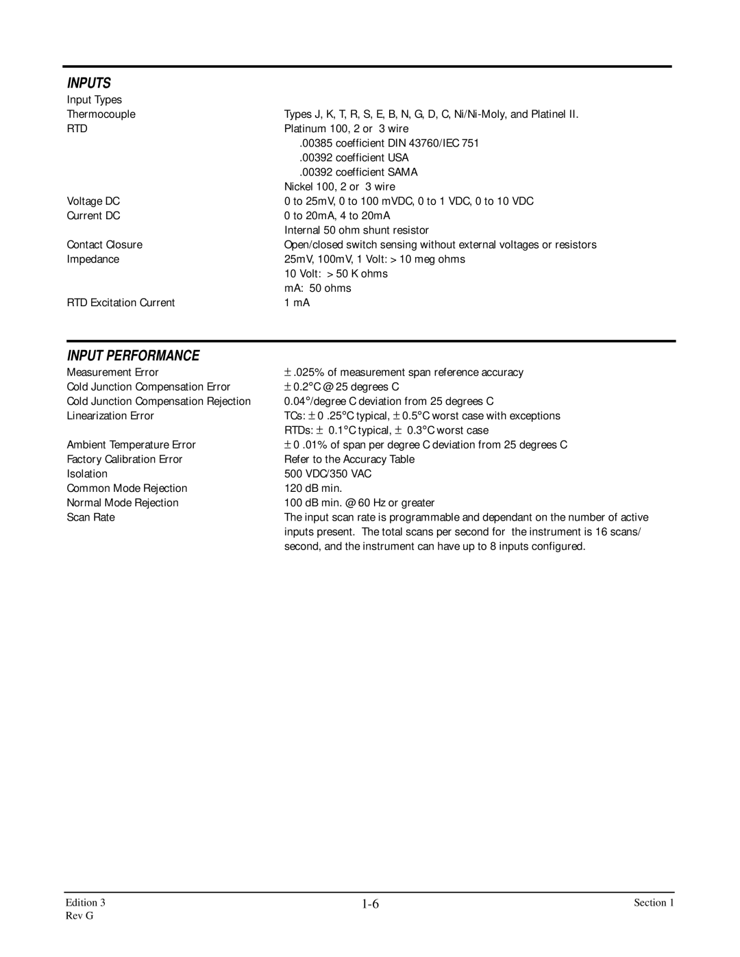 Anderson Manufacturing AV-9000 manual Inputs, Rtd 