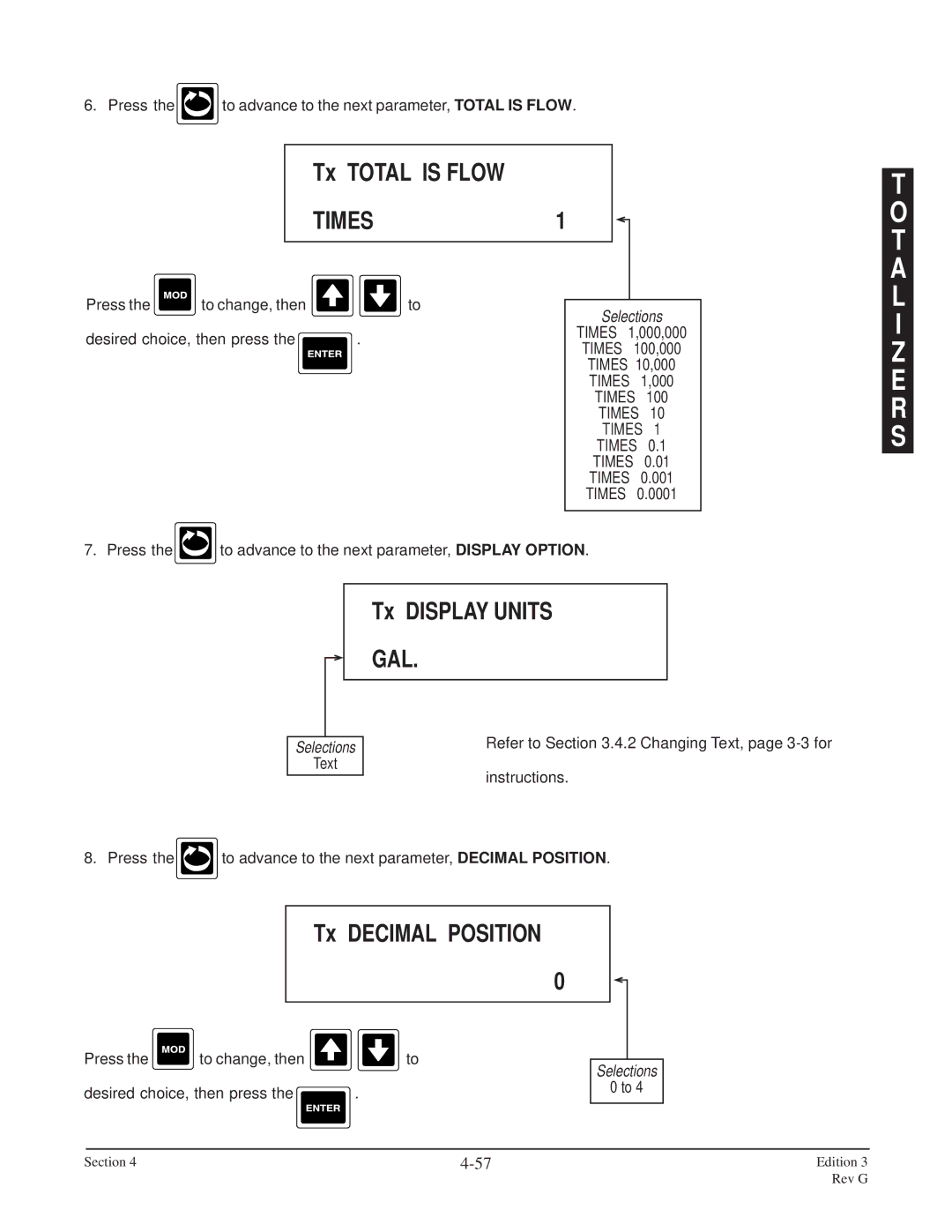 Anderson Manufacturing AV-9000 manual T a, R S, Tx Total is Flow, TIMES1, Tx Decimal Position 